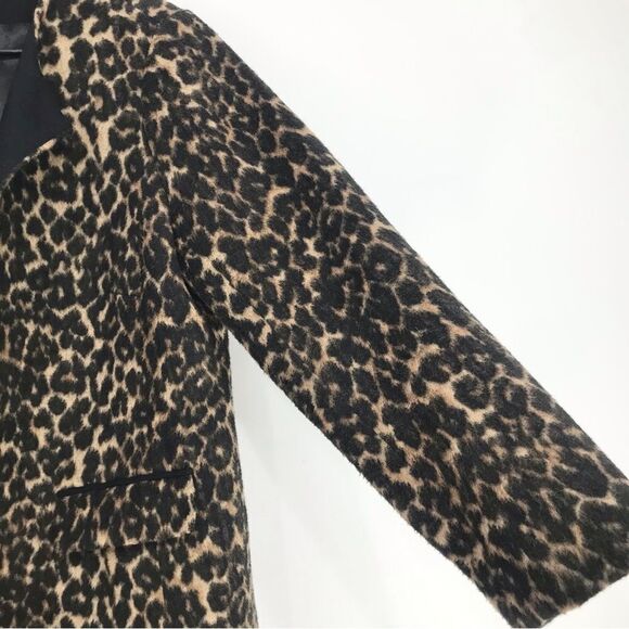 Talbots Black Tan Animal Leopard Print Button Up Wool Blend Coat - Picture 6 of 16